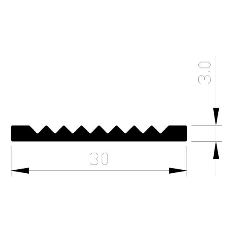 ALUART SLIJTSTRIP &#8211; 30X3MM LENGTE 5 METER &#8211; ALUMINIUM GEBOORD