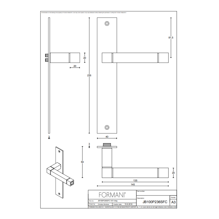 Deurkruk op schild JB100P236SFC