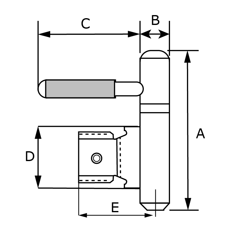 Inboorpaumelle 14 mm stalen inmetselkozijn