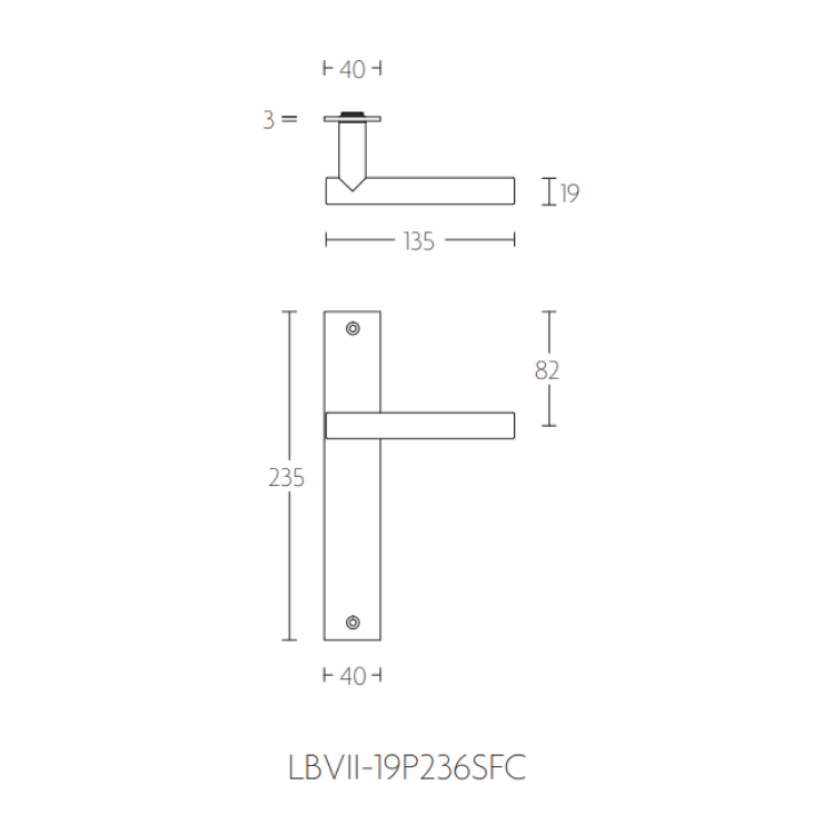 Deurkruk op schild LB7-19P236SFC