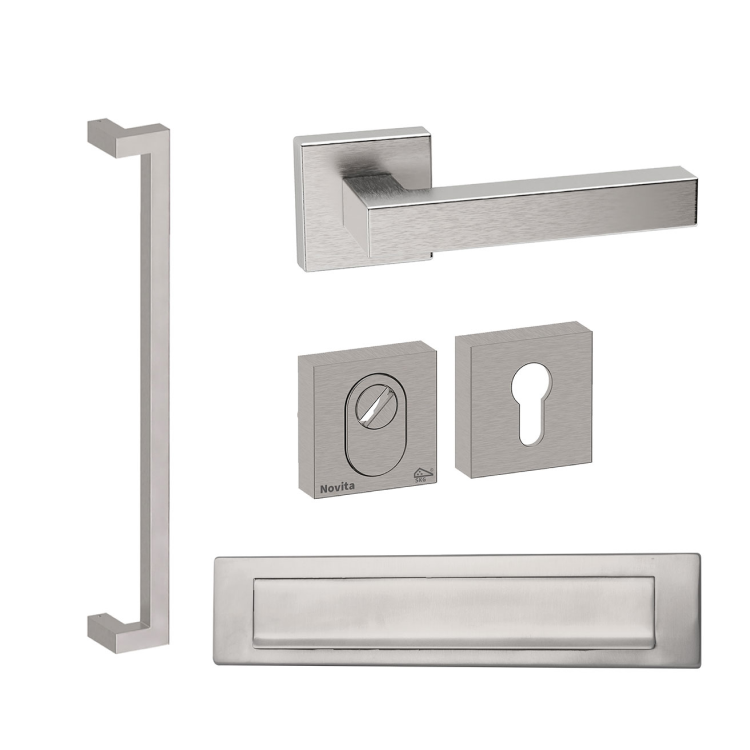 Voordeurset vierkant met Denver S 600 en briefplaat inox